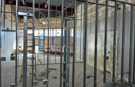 Interior renovation construction project progress