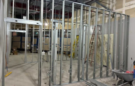 Interior renovation construction project progress